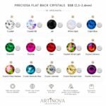 SS8 Preciosa Flat Backs (2,3–2,4 mm) σε 15 επιλεγμένα χρώματα για κοσμήματα, ραπτική και DIY δημιουργίες.