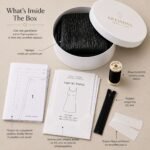 Sewing Box της Artinova για κατασκευή μαύρου midi φορέματος σε γραμμή Α από ανάγλυφο γυαλιστερό ύφασμα