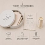 Sewing Box Artinova για κρουαζέ φόρεμα empire με ύφασμα, πατρόν ραπτικής σε πραγματικό μέγεθος και κλωστή Gütermann 250 μέτρων.