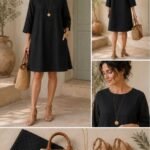 Ολοκληρωμένο φόρεμα Swiss Dot από Sewing Box Artinova με ύφασμα βισκόζης, πατρόν σε πραγματικό μέγεθος και οδηγίες ραφής