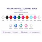 Χρωματολόγιο αυθεντικών κρυστάλλων Preciosa Rondelle (Bicone) 6mm με διαθέσιμα χρώματα Regular και AB – Artinova