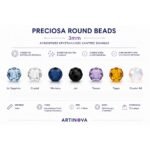 PRECIOSA Round Beads 3mm – Αυθεντικές κρυστάλλινες στρογγυλές χάντρες Βοημίας στα χρώματα Light Sapphire, Crystal, Montana, Jet, Tanzan, Topaz και Crystal AB.