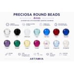 Αυθεντικές Preciosa Round Beads 4mm σε διαθέσιμα χρώματα Crystal, Jet, White Opal, Aqua, Capri Blue, Siam, Sapphire, Violet, Emerald, Jonquil, Fuchsia, Crystal AB, Light Sapphire AB και White Opal AB | Artinova.
