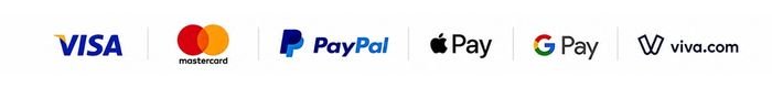 Ασφαλείς πληρωμές μέσω Visa, Mastercard, PayPal, Apple Pay, Google Pay και Viva.com
