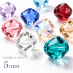Κρυστάλλινες χάντρες PRECIOSA Rondelle Beads 5mm, κωδικός 45169302, σε διάφανο, ροζ, μπλε, τιρκουάζ και ιριδίζον χρώμα, με πολυεδρική κοπή και εμφανείς οπές.